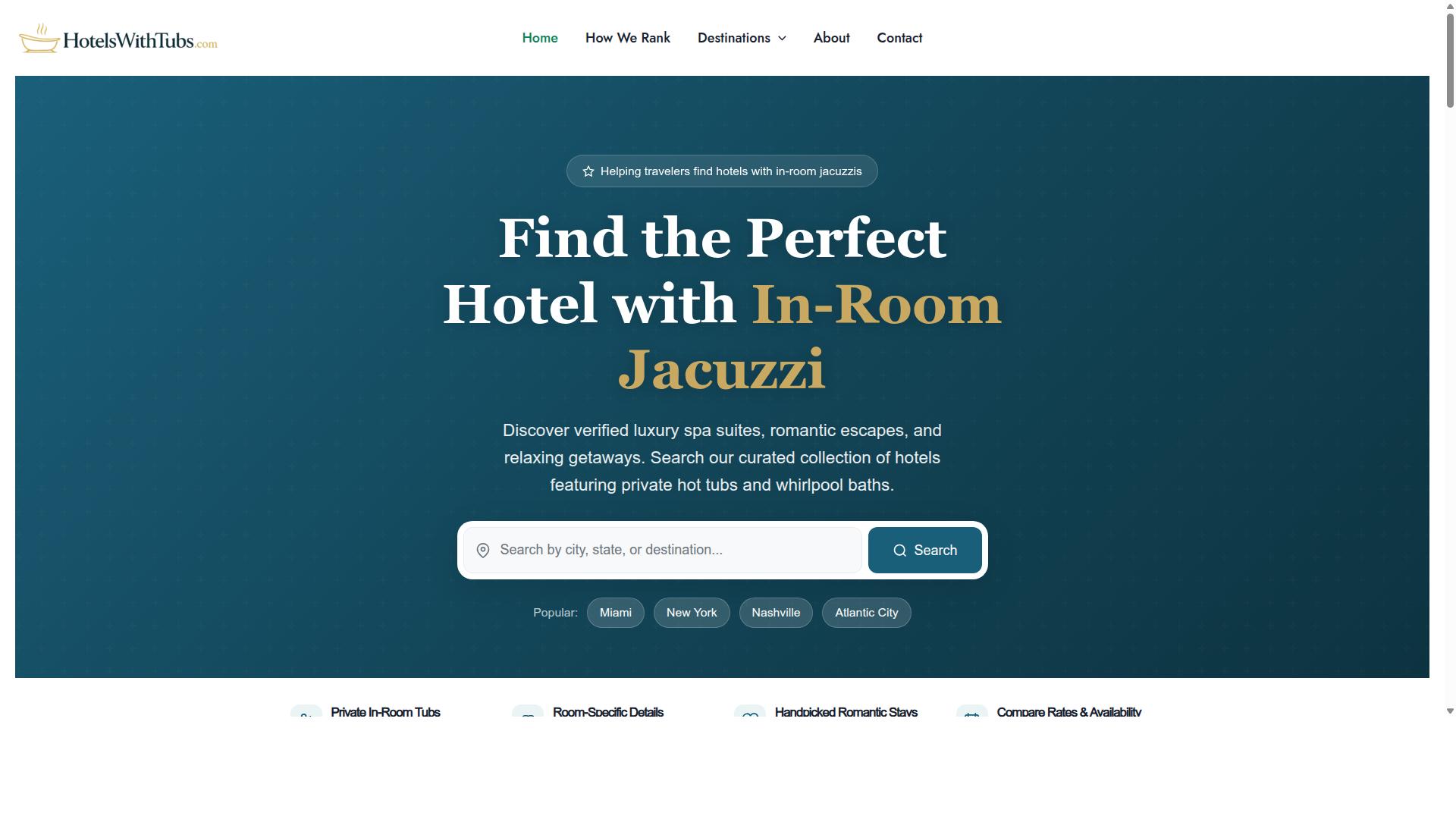 HotelsWithTubs.com website
